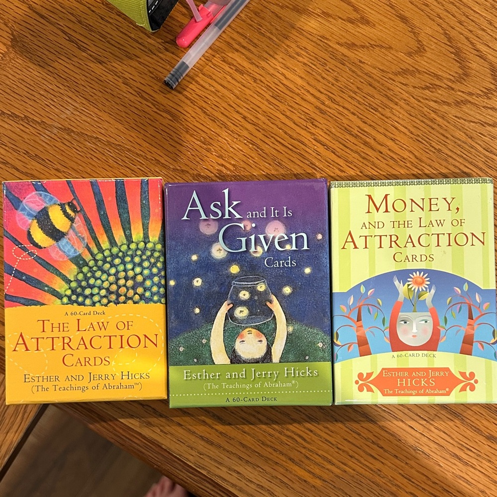 Esther and Jerry Hicks Law of Attraction Card Decks - Yellow, Purple, Green